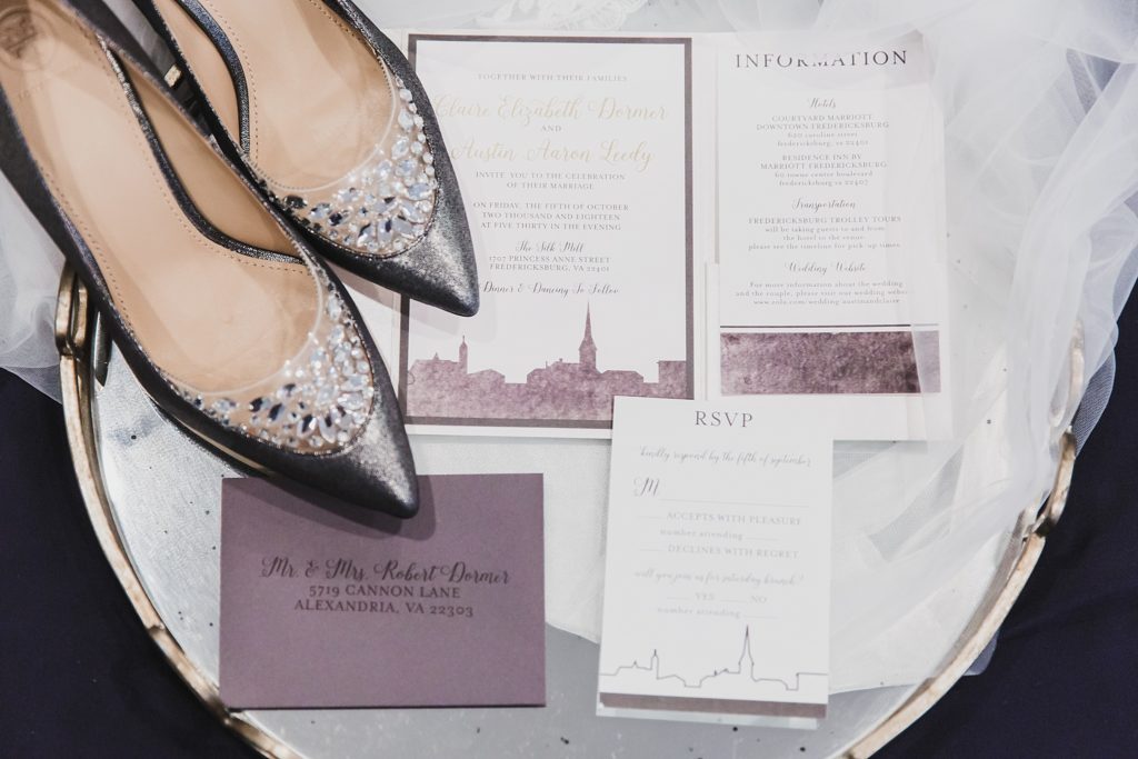 Invitation suite for Inn at the Old Silk Mill wedding photographed by M Harris Studios