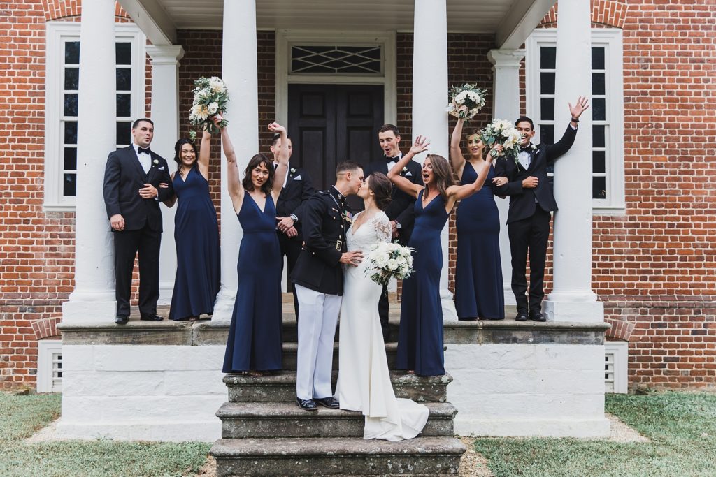 Navy and ivory modern Inn at the Old Silk Mill wedding photographed by M Harris Studios