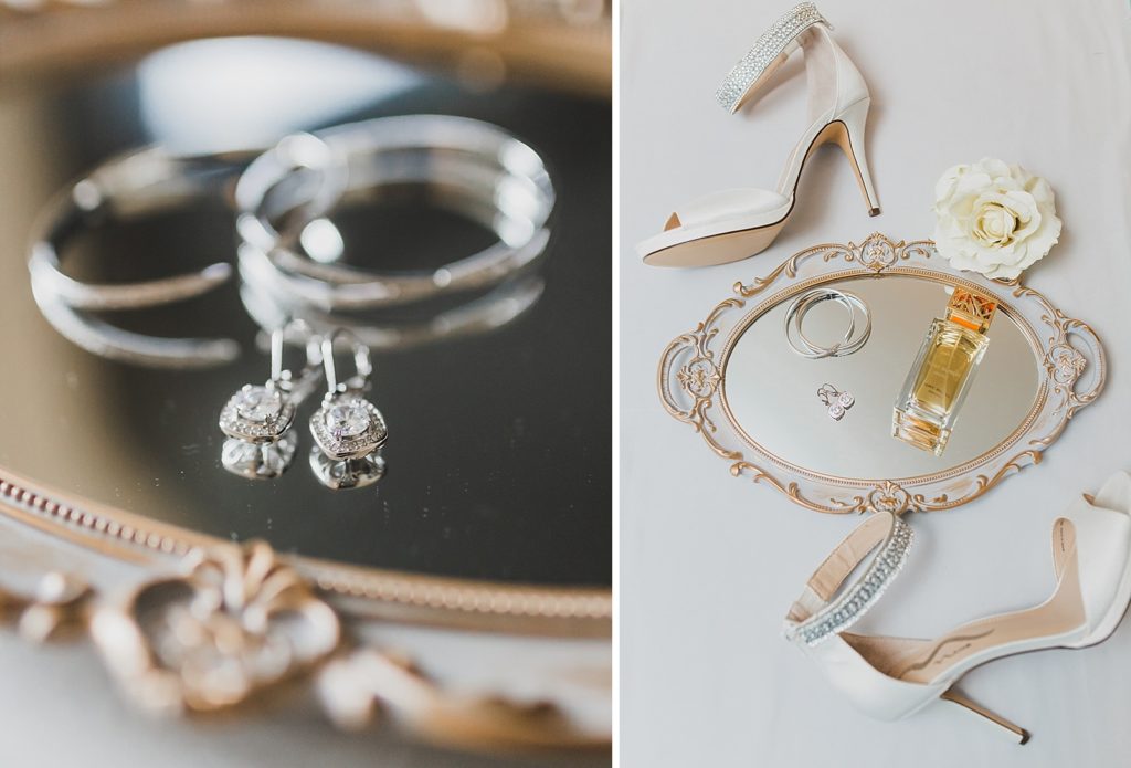 bride's ivory details and jewelry for La Vie wedding day photographed by destination wedding photographer M Harris Studios