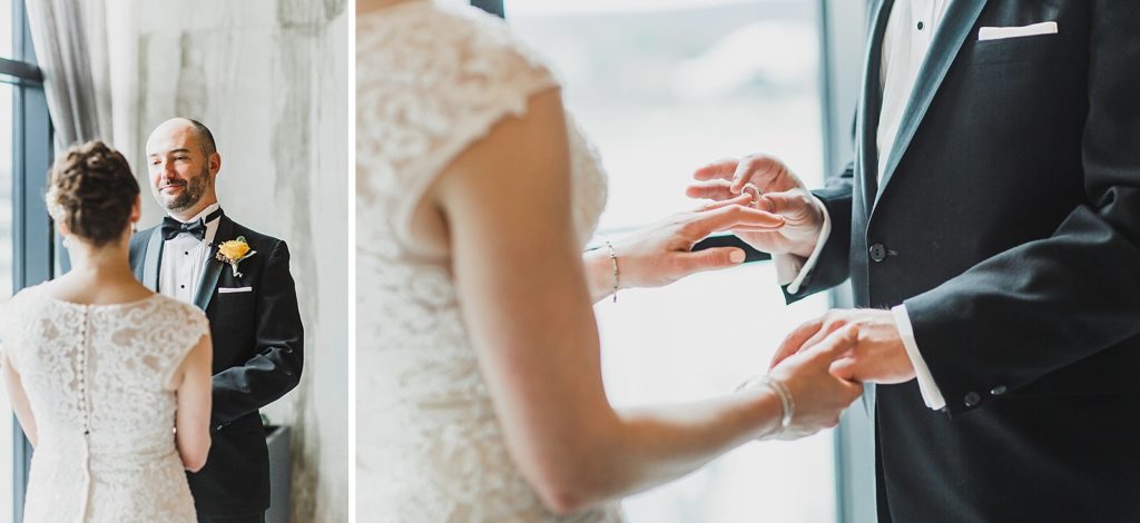 wedding exchange of rings by destination wedding photographer M Harris Studios