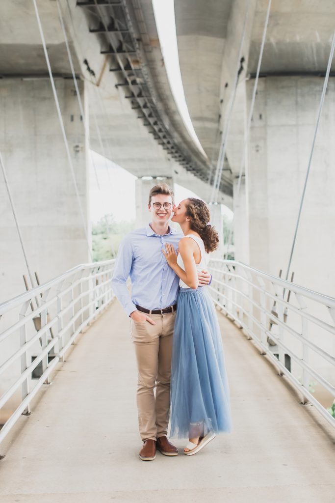 M Harris Studios Engagement session on the Belle Island pedestrian bridge and by the rapids on the island in Richmond, VA