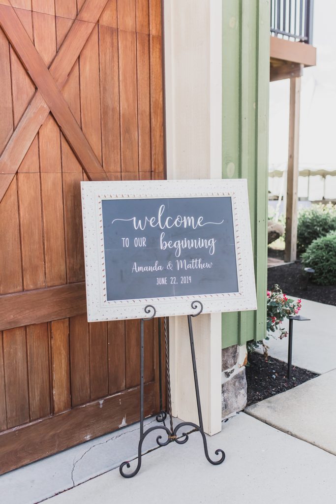 wedding welcome sign photographed by M Harris Studios
