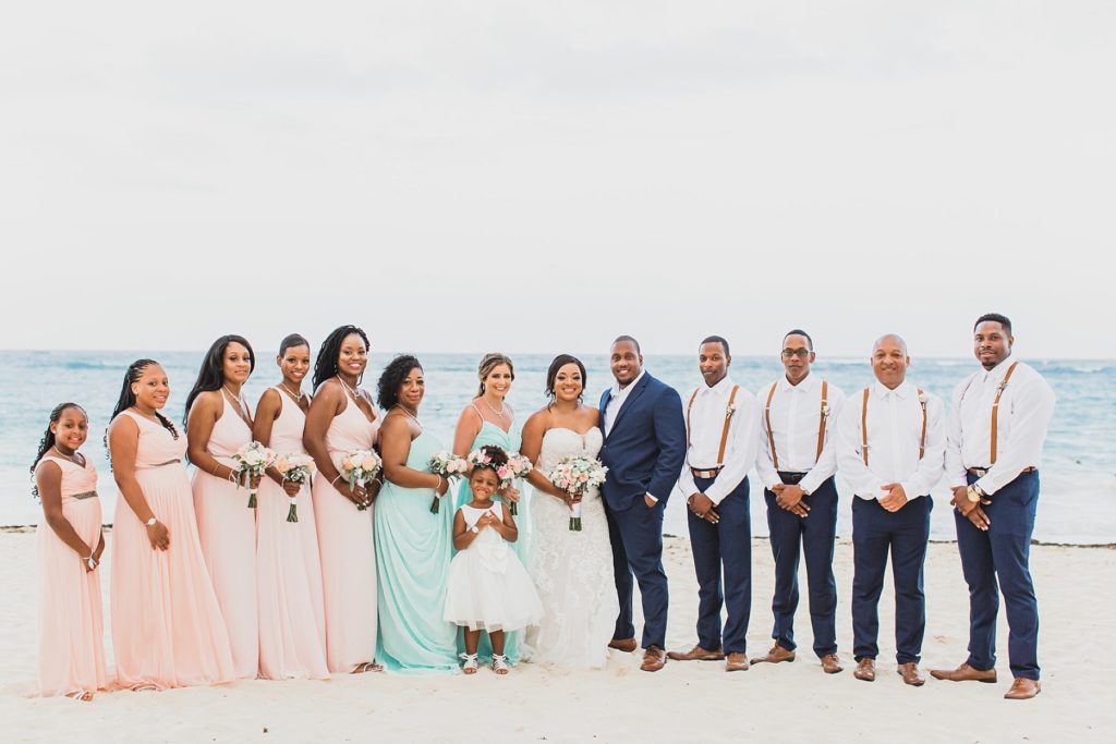 bridal beach party portraits in Puna Cana with M Harris Studios