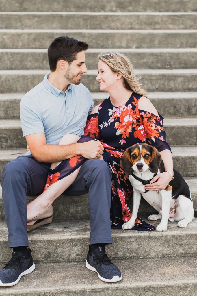 Shockoe Bottom engagement portraits with dog by M Harris Studios