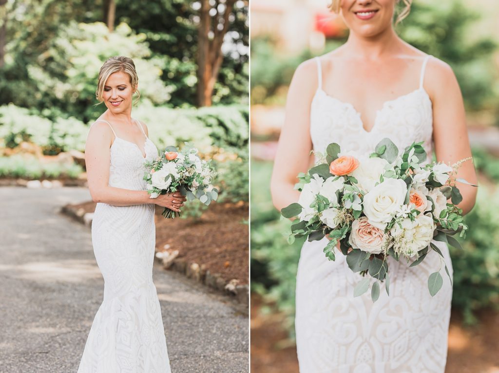 bridal portraits in gardens of St. Francis Hall with M Harris Studios
