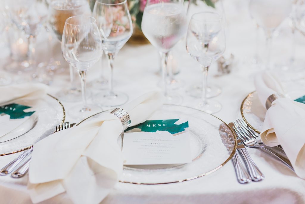 ivory and teal wedding details photographed by DC wedding photographer M Harris Studios