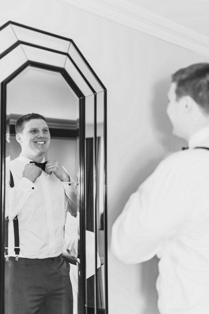 groom prepares for Carnegie Institution for Science wedding with M Harris Studios