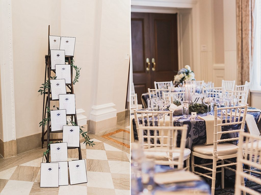 wedding reception details in Carnegie Institution for Science with M Harris Studios