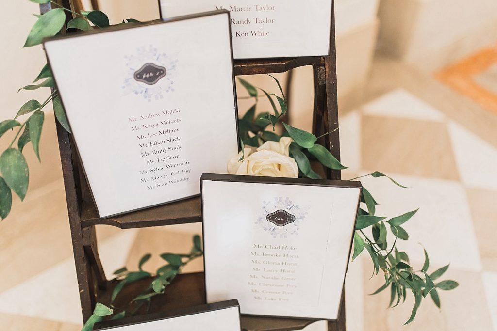 seating chart for DC wedding with M Harris Studios